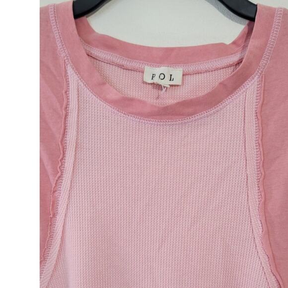 POL Top Womens Medium Oversized Varsity Top Lace Sleeveless Pink Whimsical NWOT - Picture 3 of 11